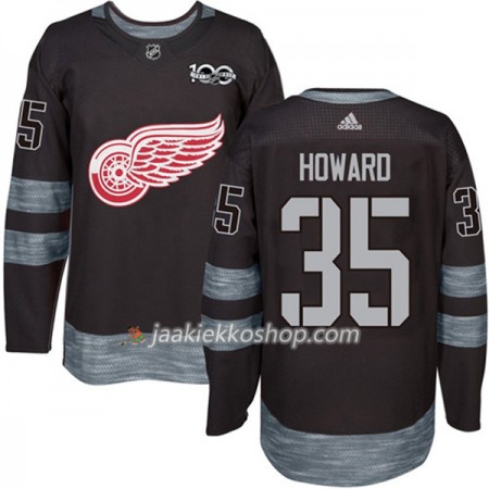 Miehille NHL Detroit Red Wings Pelipaita Jimmy Howard 35 1917-2017 100th Anniversary Adidas Musta Authentic